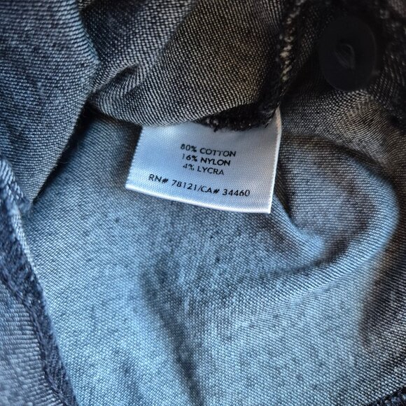 Vintage EILEEN FISHER Cotton Blend Blue Chambray Ankle Pants Elastic-Waist Zip - Picture 6 of 10